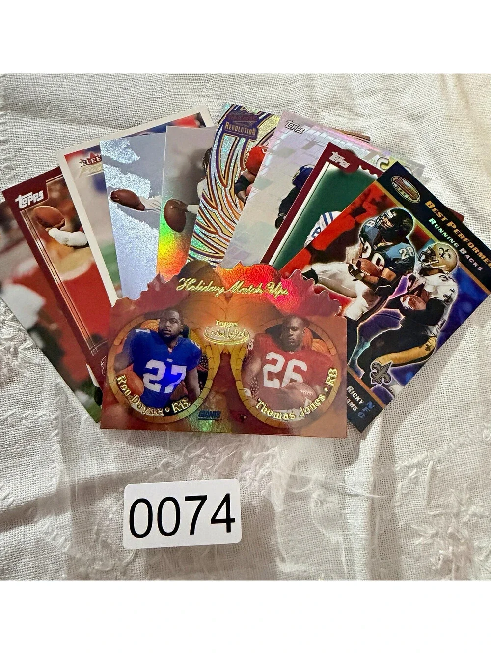 Topps 1999 NFL Football 10-Card Lot Tiki Barber, Ricky Williams, Ron Dayne